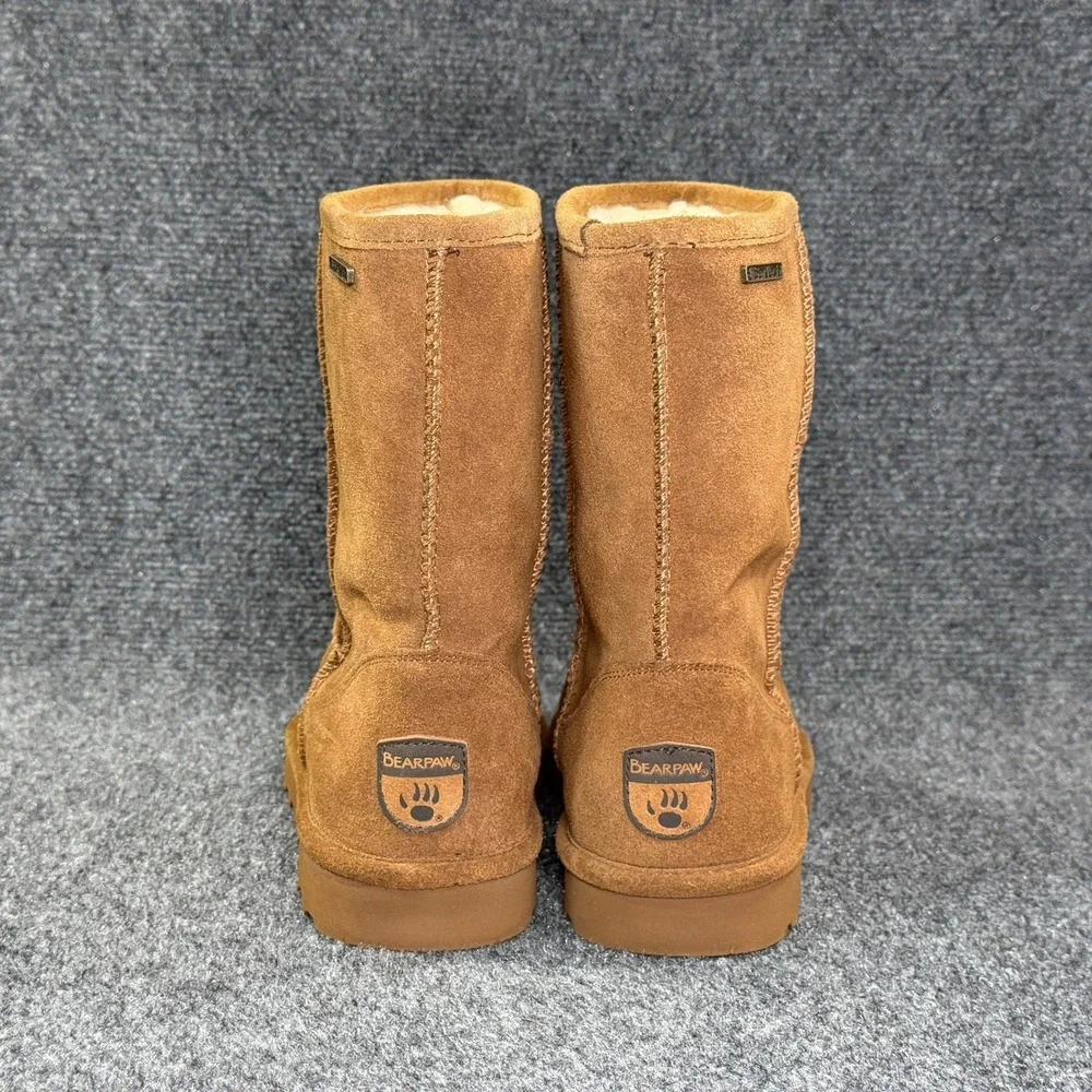 BearPaw Helen Tall Winter‎ Boots Women's 8W Hickory Suede Shearling Pull On Snow